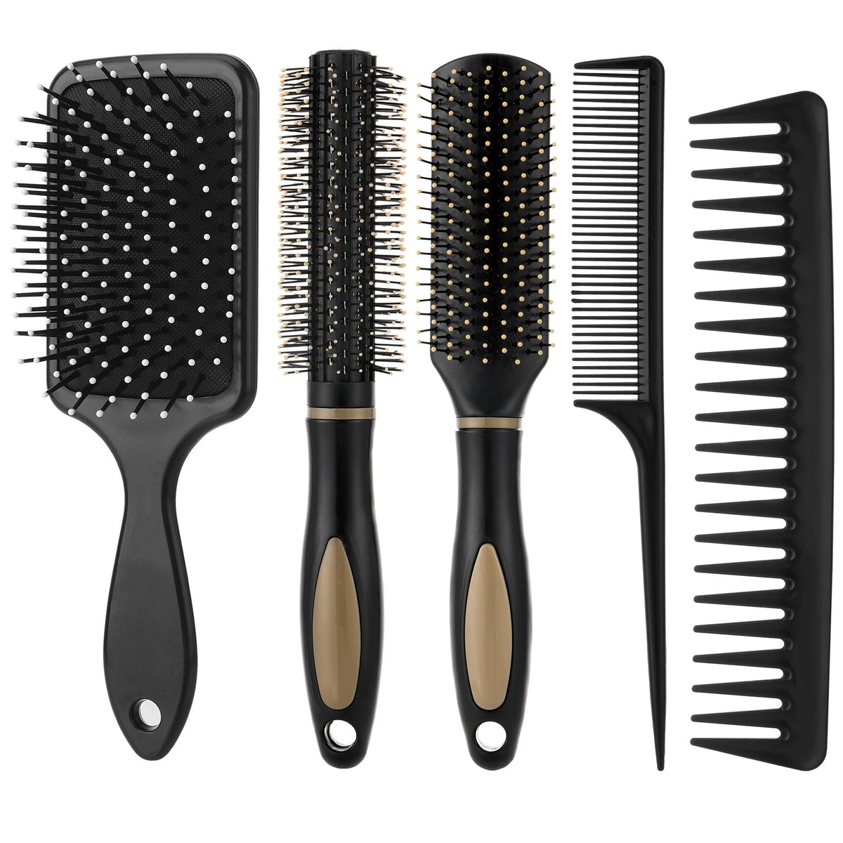 ProSuites 5Pcs Hair Brush Set with paddle brush for easy detangling