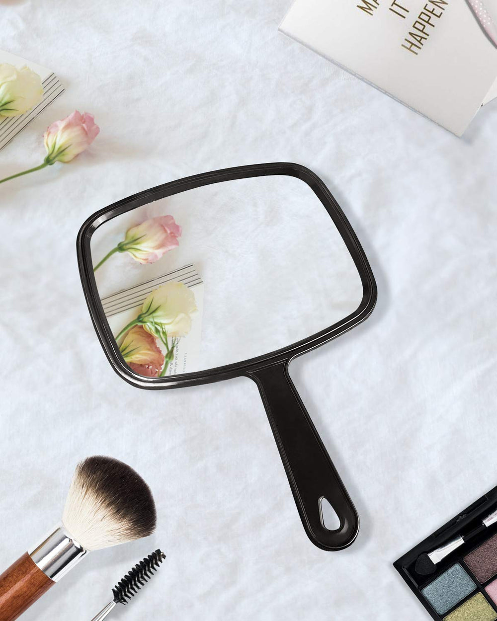 PROTECLE Hand Mirror square black design suitable for salons and homes