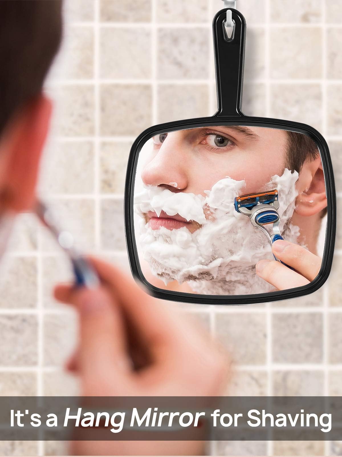PROTECLE Hand Mirror studio use at barber or salon workstation.