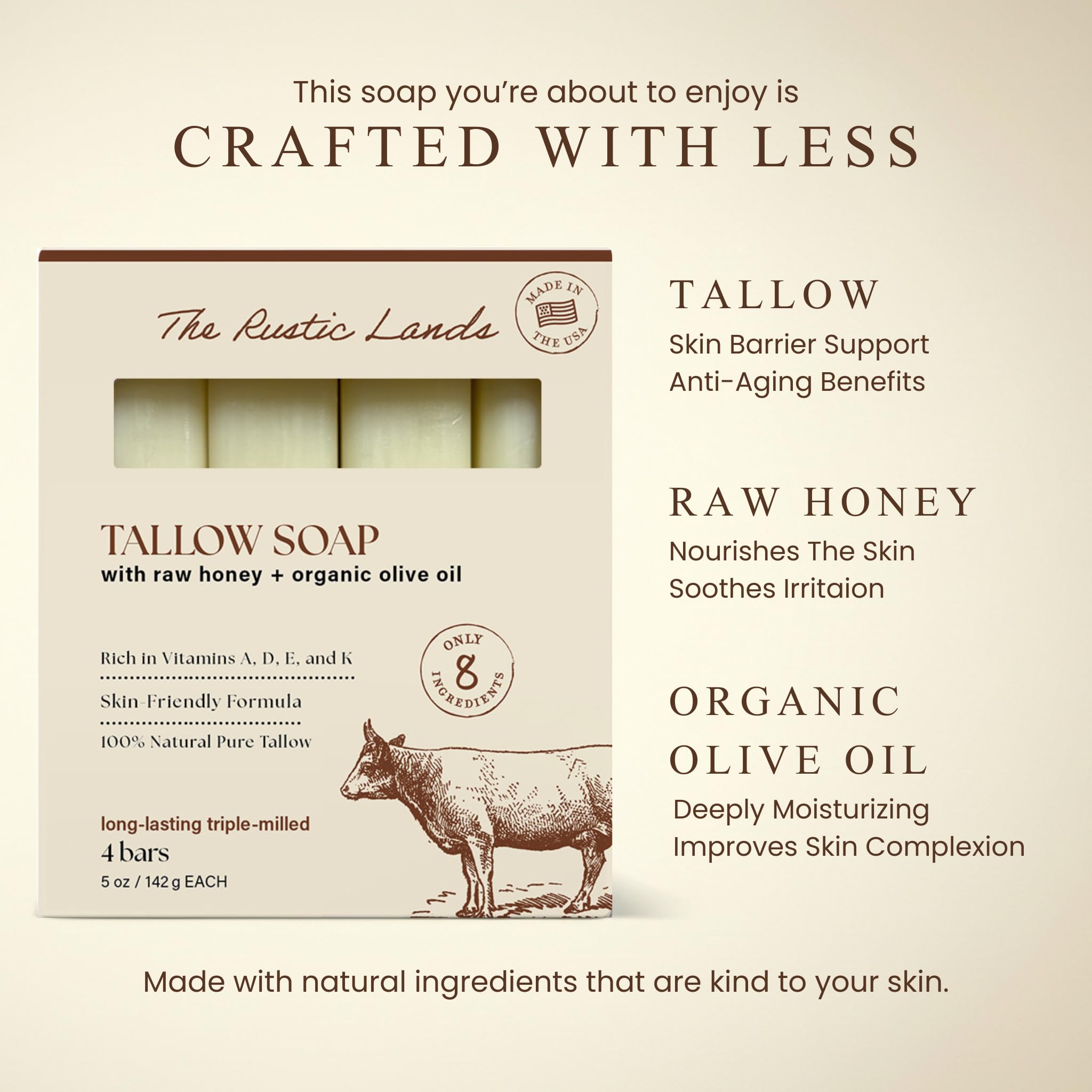 PROVENCE ESSENTIALS Hecho en USA: jabones con sebo y oliva, cuidado diario