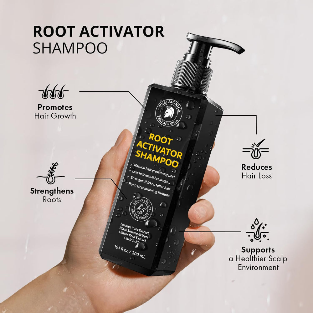 Psalmonica scalp care depiction demonstrating gentle cleansing