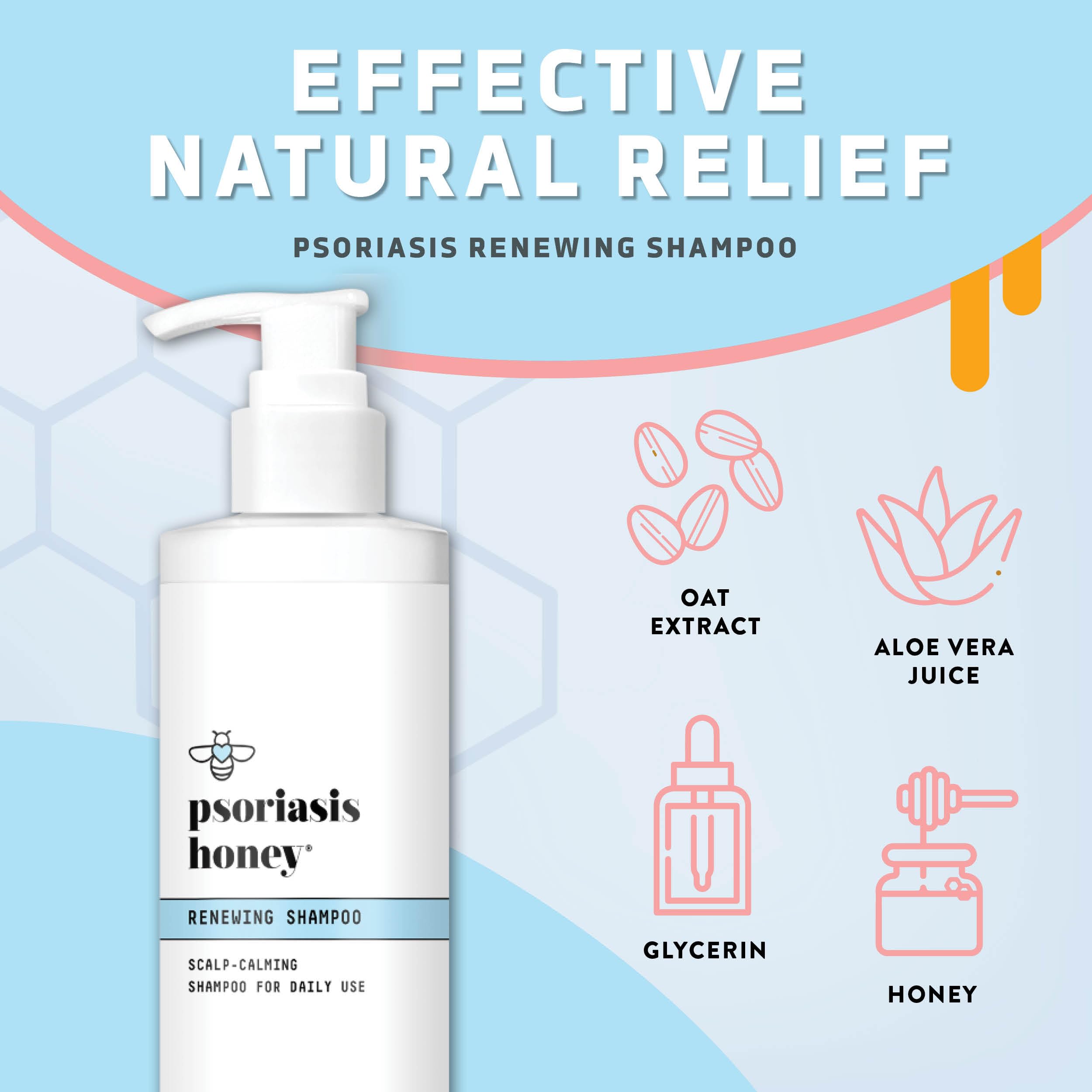 PSORIASIS HONEY Renewing Shampoo with argan oil for nourished, moisturized hair