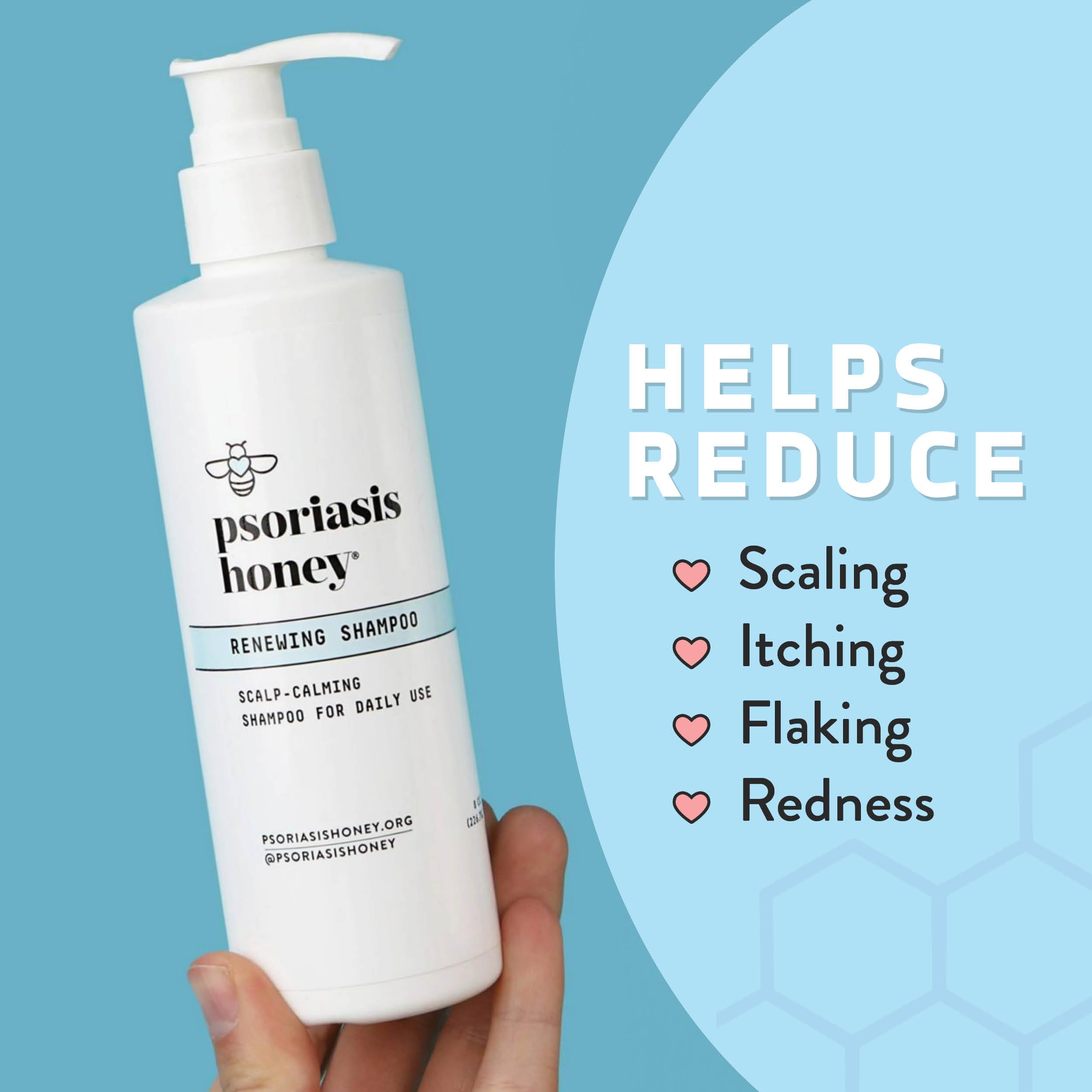 PSORIASIS HONEY Renewing Shampoo ingredients show aloe vera and oat extract