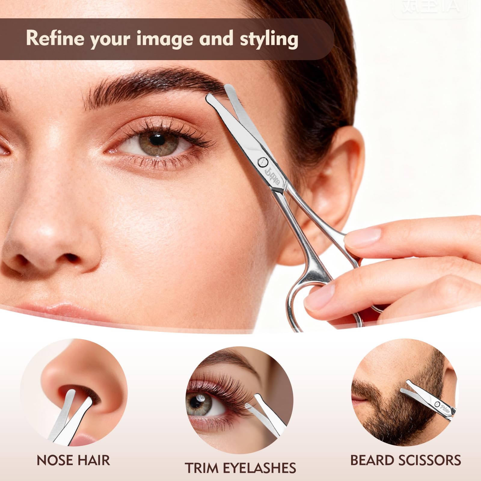 PTBTO Eyebrow Scissors ergonomic handle provides precise control during grooming.
