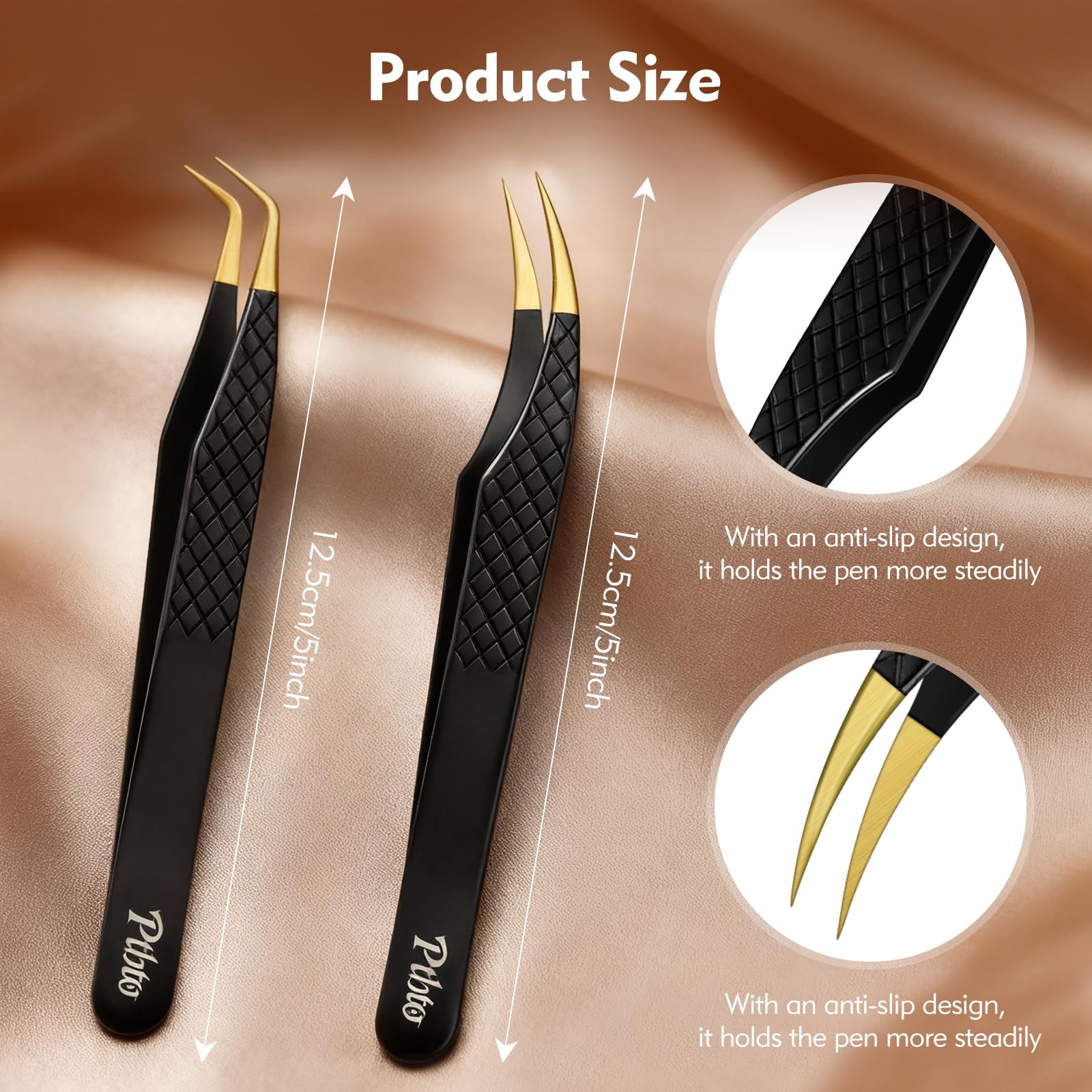 PTBTO slanted eyelash tweezer close up for efficient placement