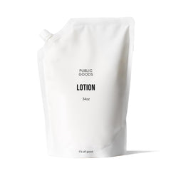 Public Goods Body and Hand Lotion bottle closeup showing premium hydration