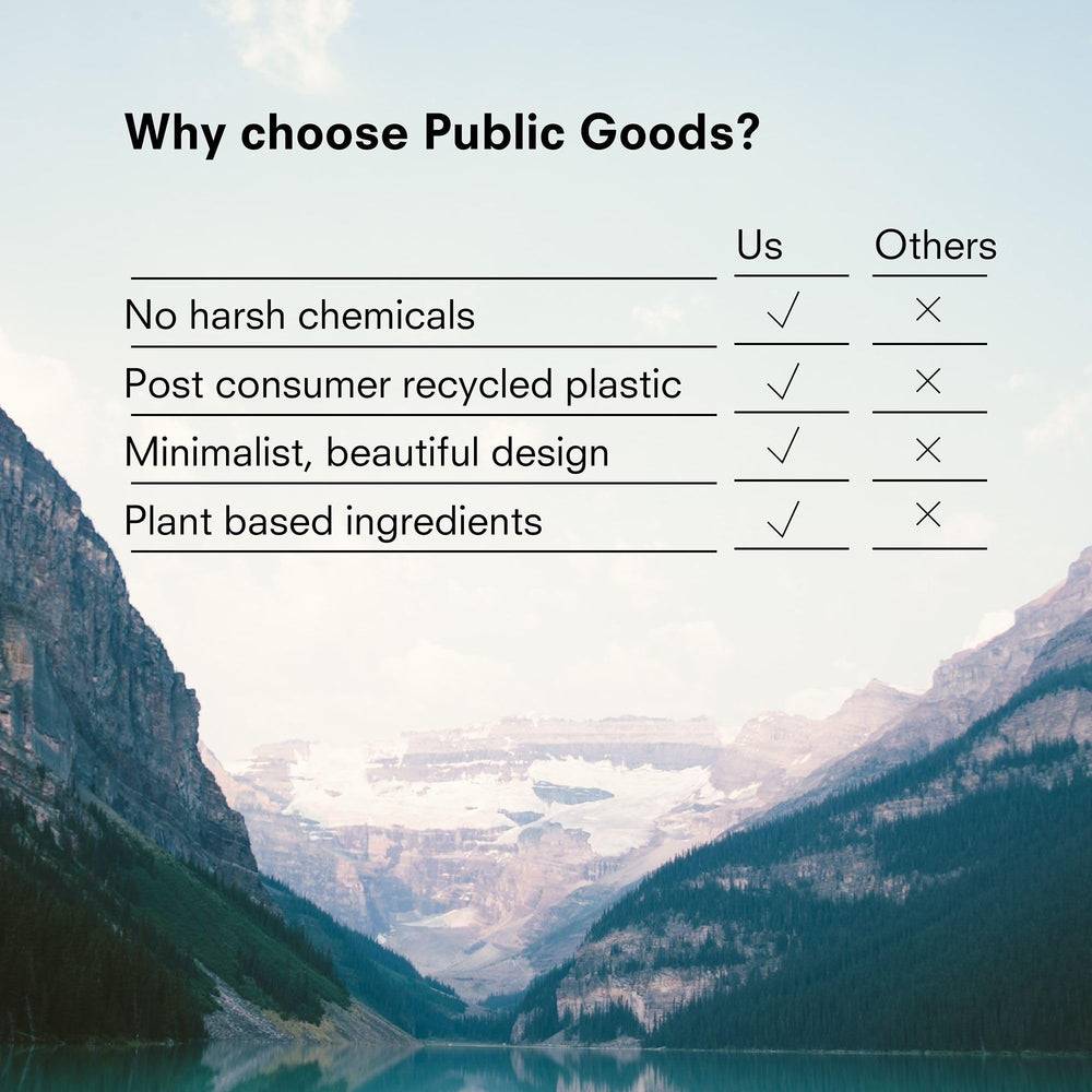 Public Goods cruelty-free badge signals ethical, everyday skincare products