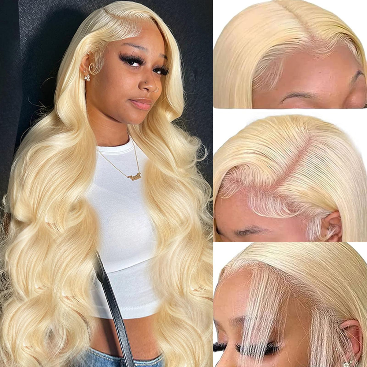 PUHPUH 30-inch 613 lace front wig with long blonde hair for versatile styling