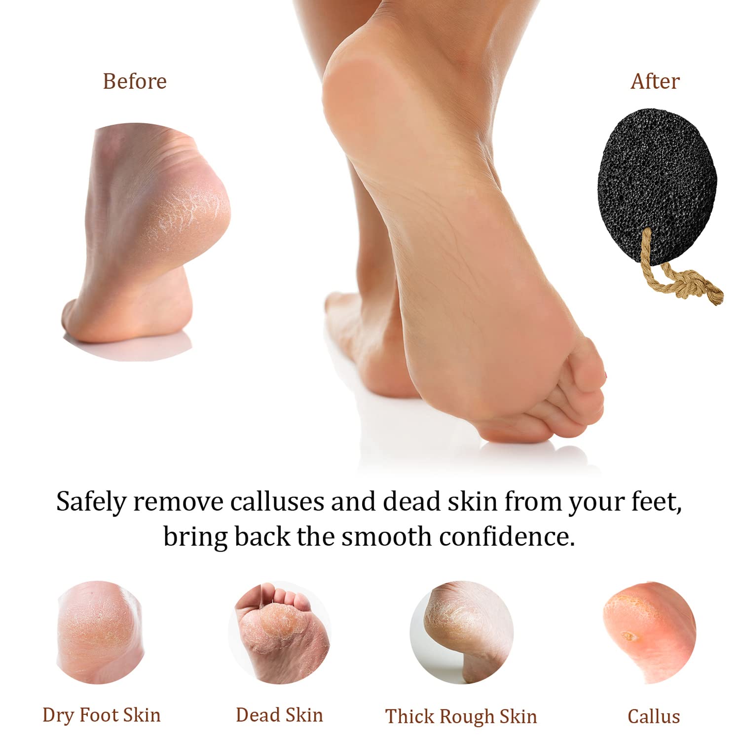 Pumice Valley lava stone in action on a heel for smoother skin