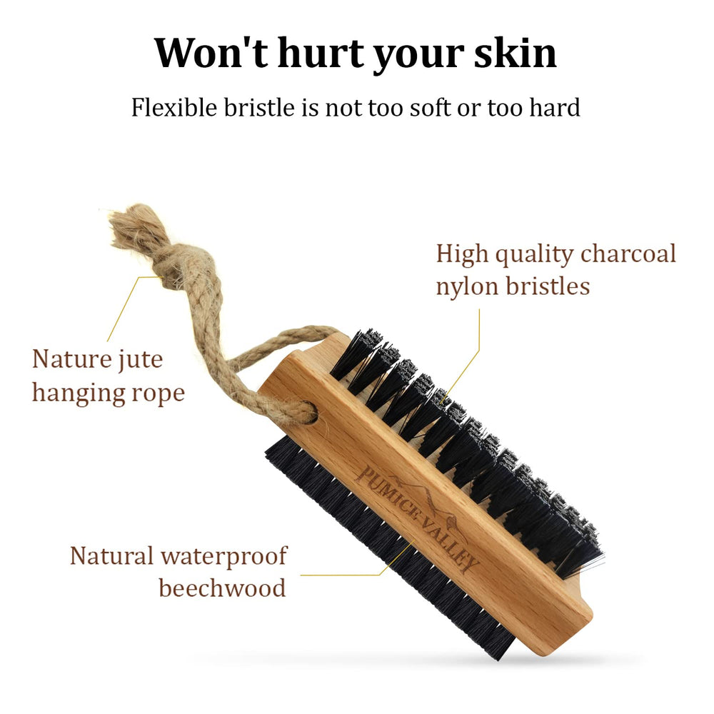 Pumice Valley nylon charcoal bristles close-up for deep cleaning and odor control.