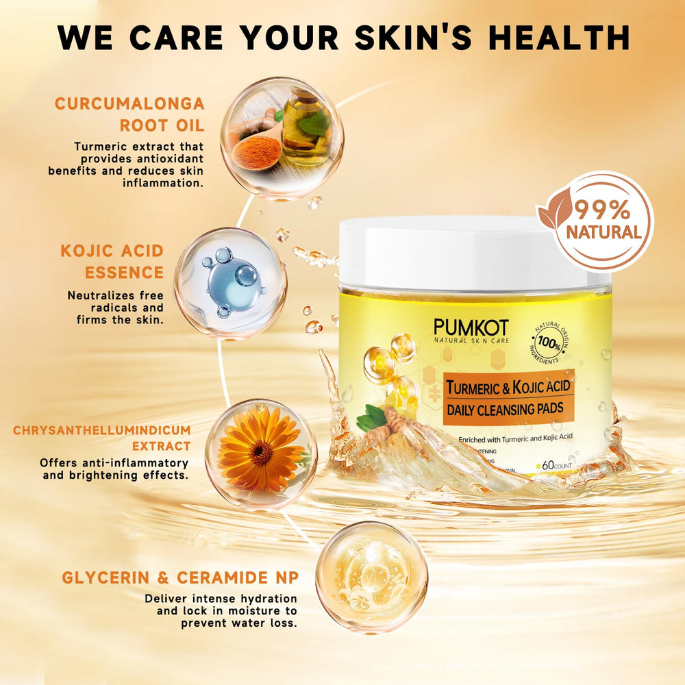 Pumkot disco limpiador cúrcuma ácido kojico, dorso: exfoliación suave para la piel.