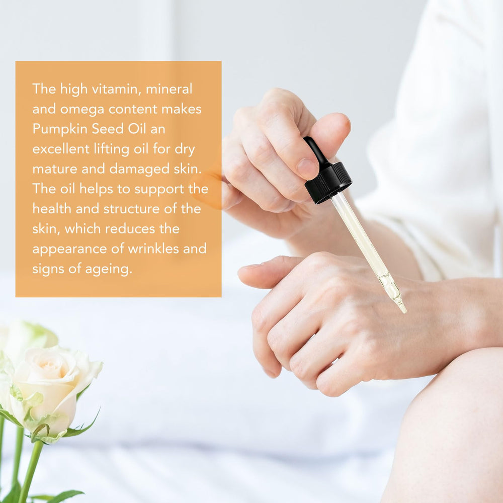 Aromatherapy and massage with Pumpkin Seed Oil; natural base for soothing routines.