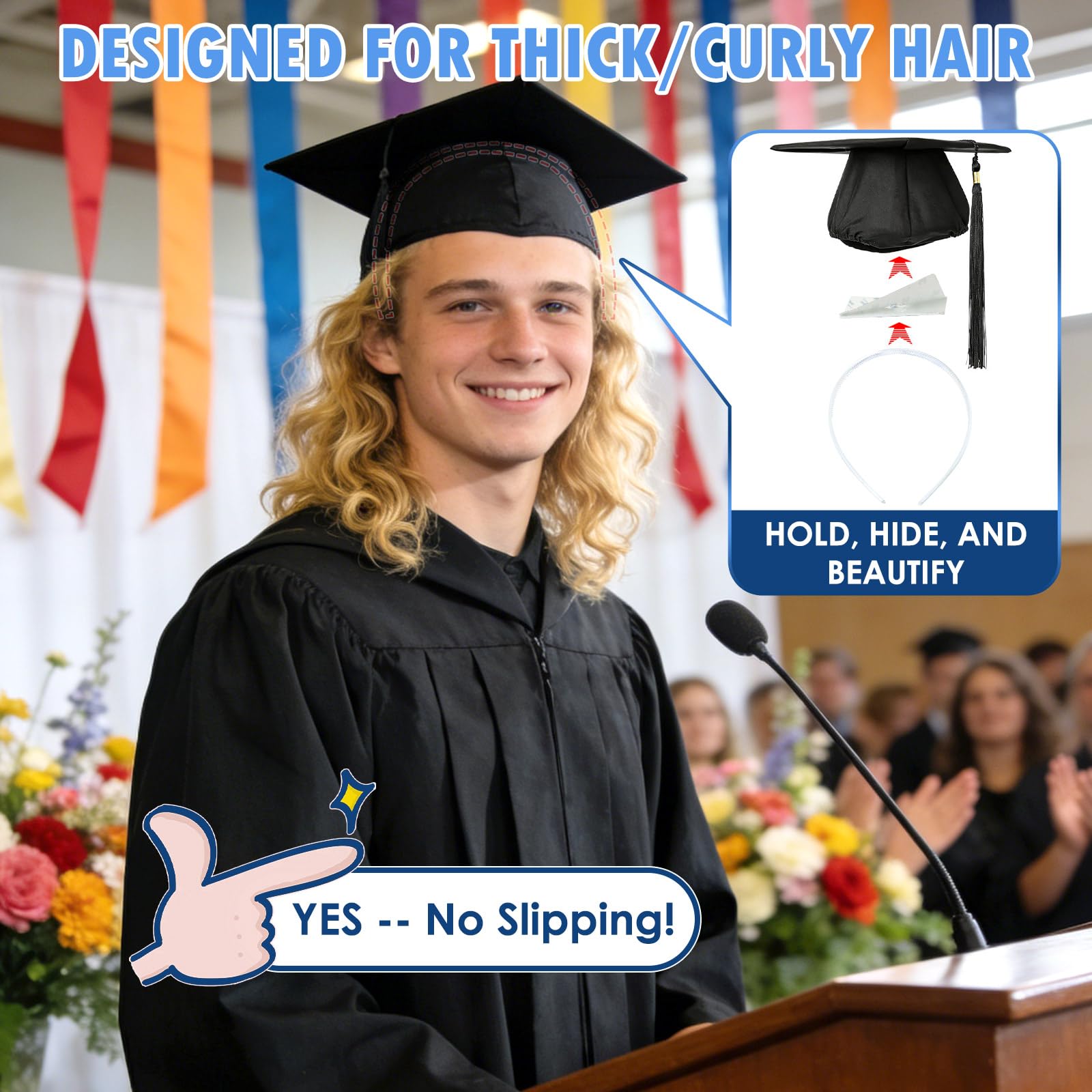 PUNCHMAN Graduation Headband Insert with felt attachment for quick setup.