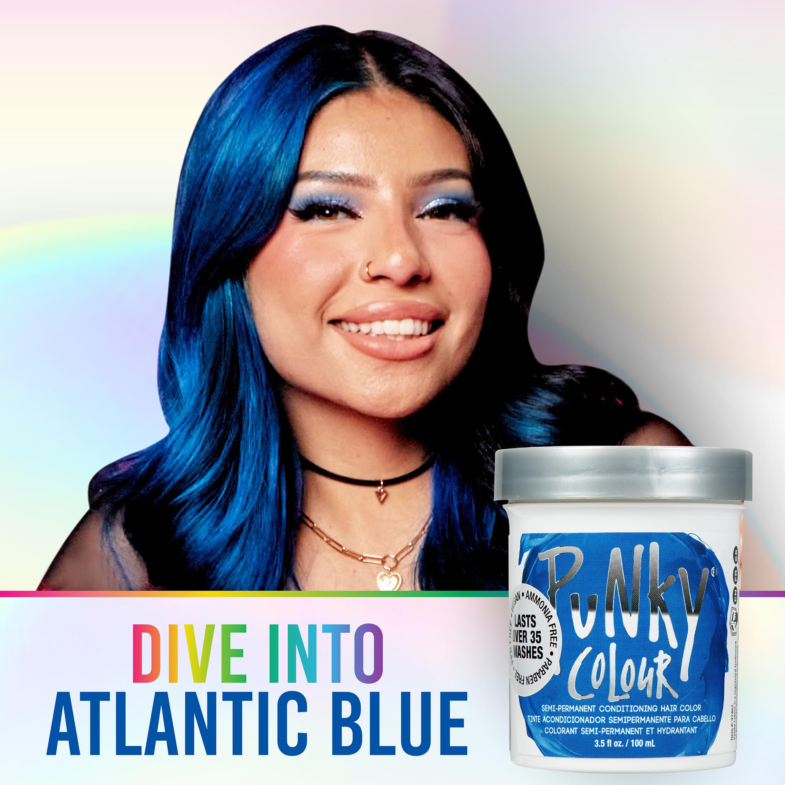 Punky Atlantic Blue on wet hair highlights vivid semi permanent color