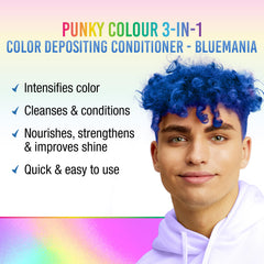 Punky Colour Bluemania: aplicación suave que limpia y acondiciona el cabello.