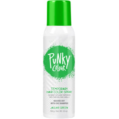 Punky Jaguar Green hair color spray shown in packaging for easy color choice.