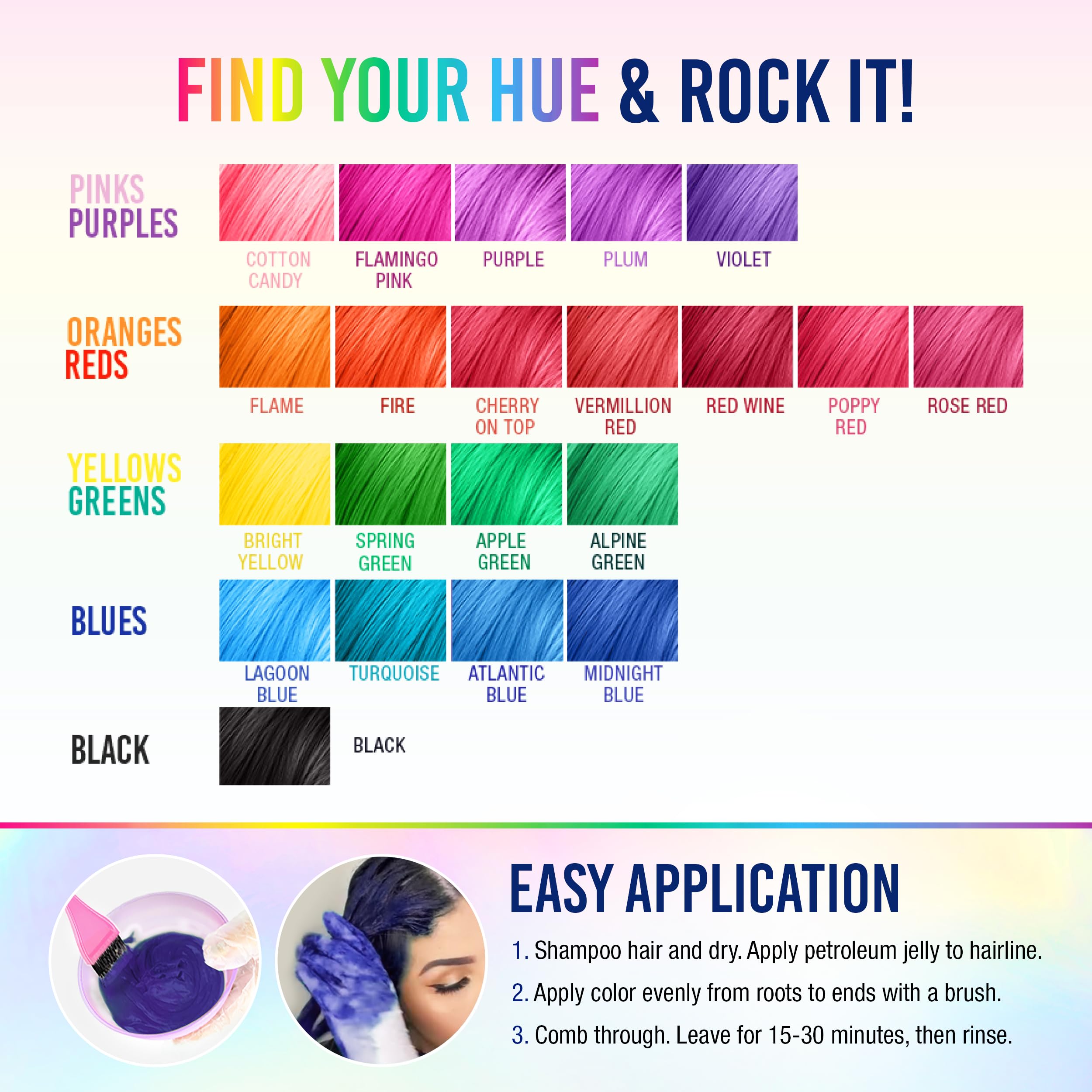 Punky Midnight Blue finished look with deep, long-lasting blue shade.