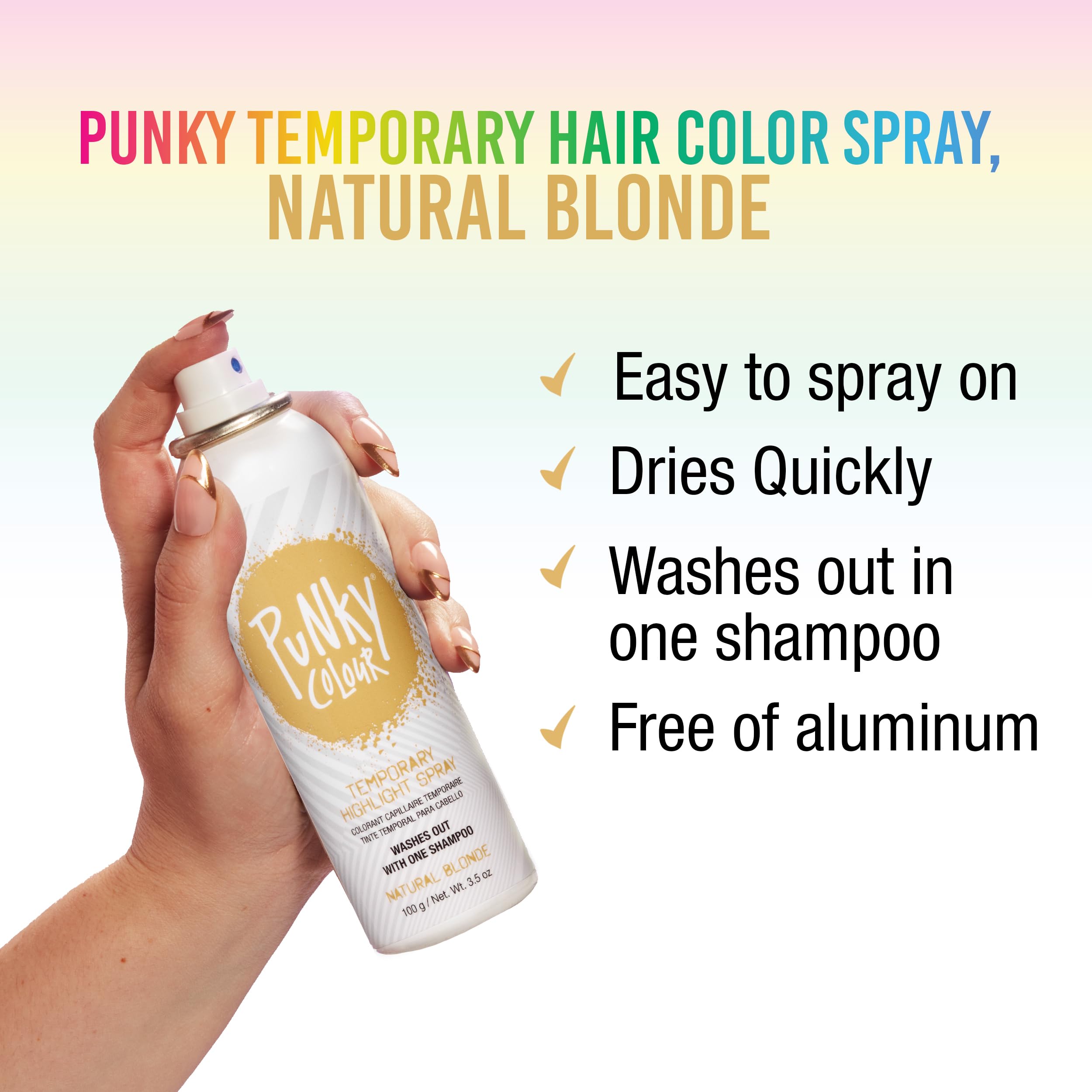 Punky Temporary Hair Highlight Spray applied on hair for instant color.