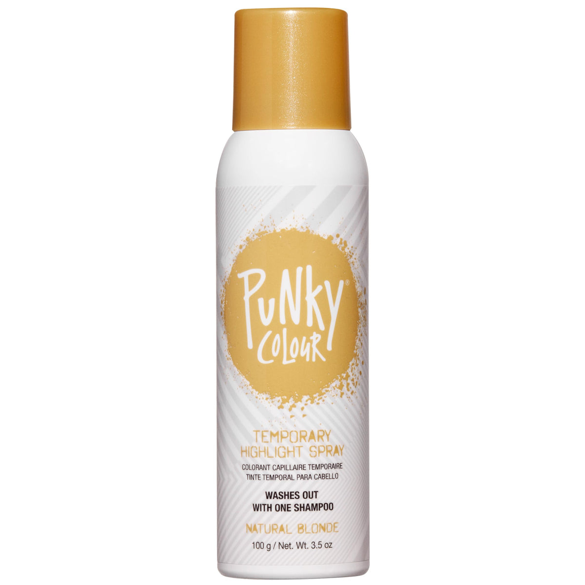 Punky Temporary Hair Highlight Spray bottle close-up for travel-ready color.
