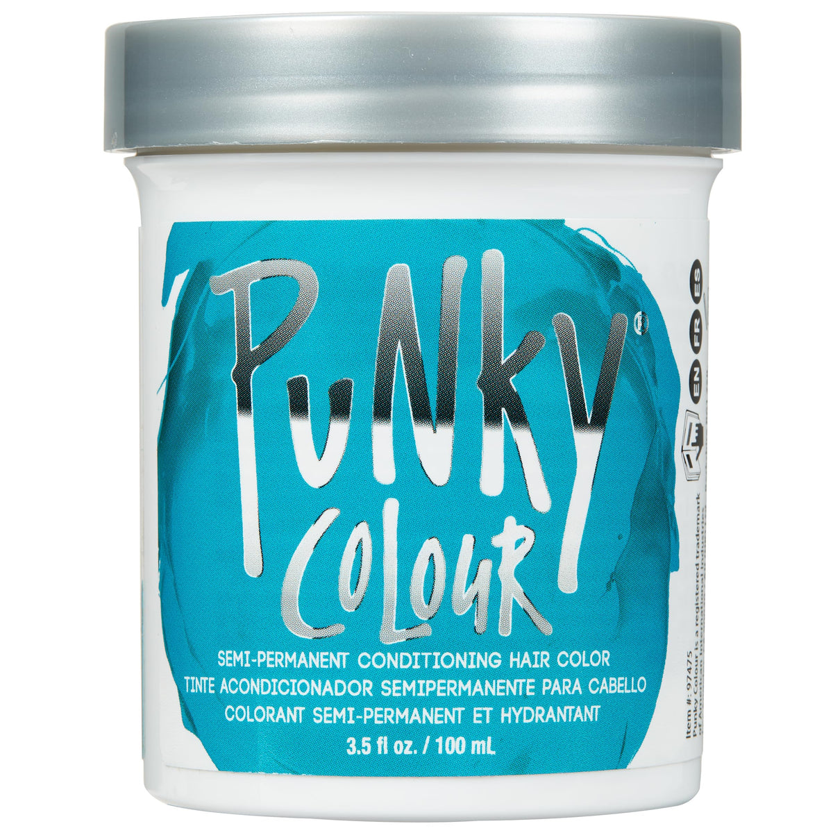 Punky Turquoise semi-permanent bottle close-up showing vibrant color and conditioning formula