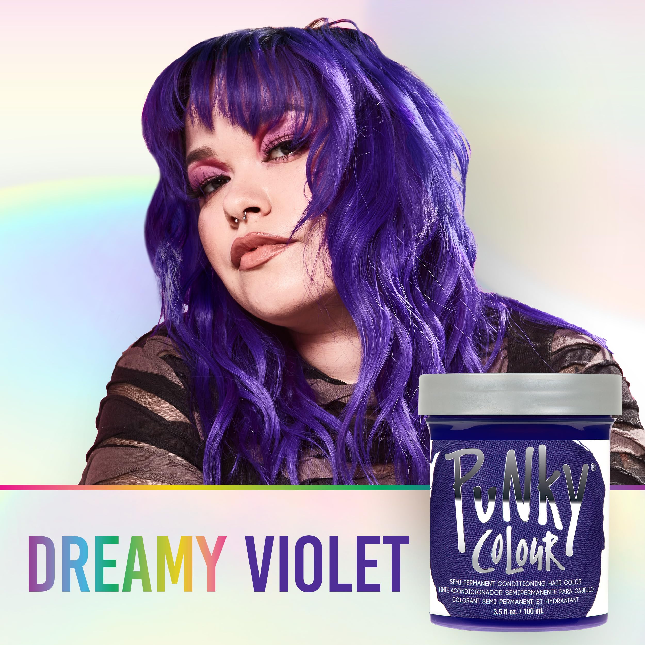 Punky Violet conditioning formula with keratin complex nourishes hair while coloring.