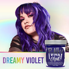 Punky Violet conditioning formula with keratin complex nourishes hair while coloring.