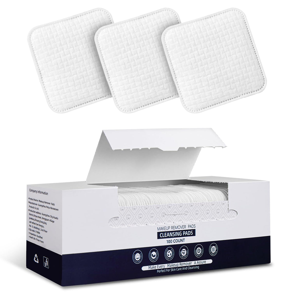 PUPUPE premium cotton pads pack front, lint-free for gentle cleansing and makeup removal.