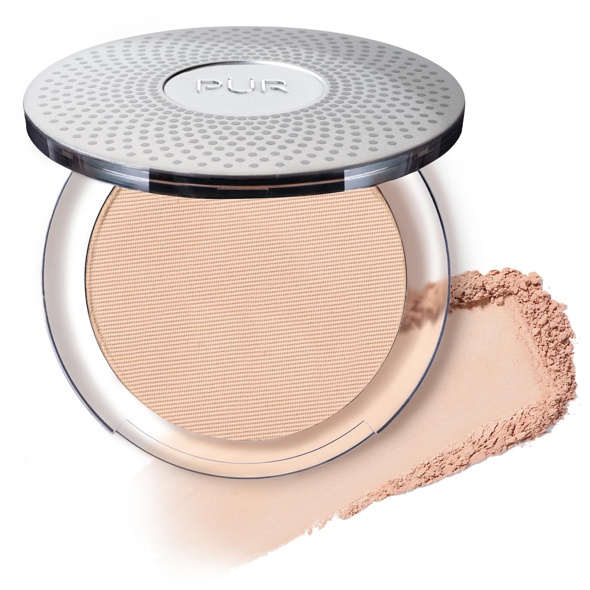 PÜR MINERALS 4-in-1 foundation Ivory packaging, sleek compact for travel-ready coverage.