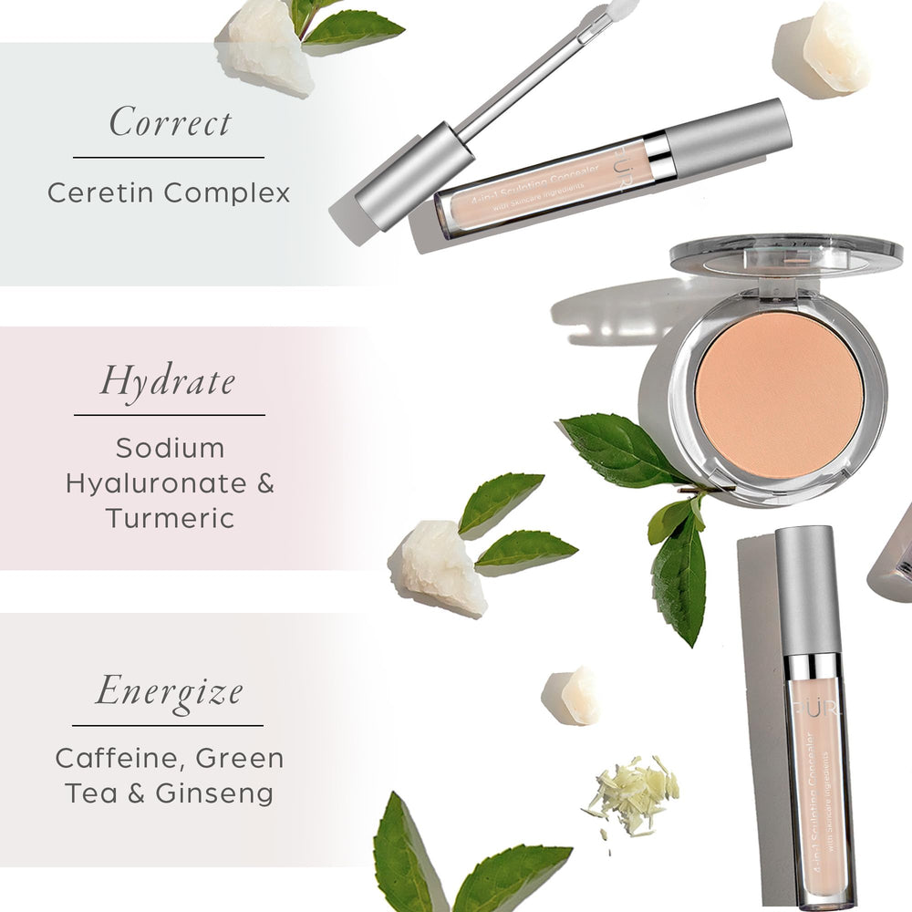Texture close-up of PÜR MINERALS 4-in-1 Sculpting Concealer blending seamlessly on skin.