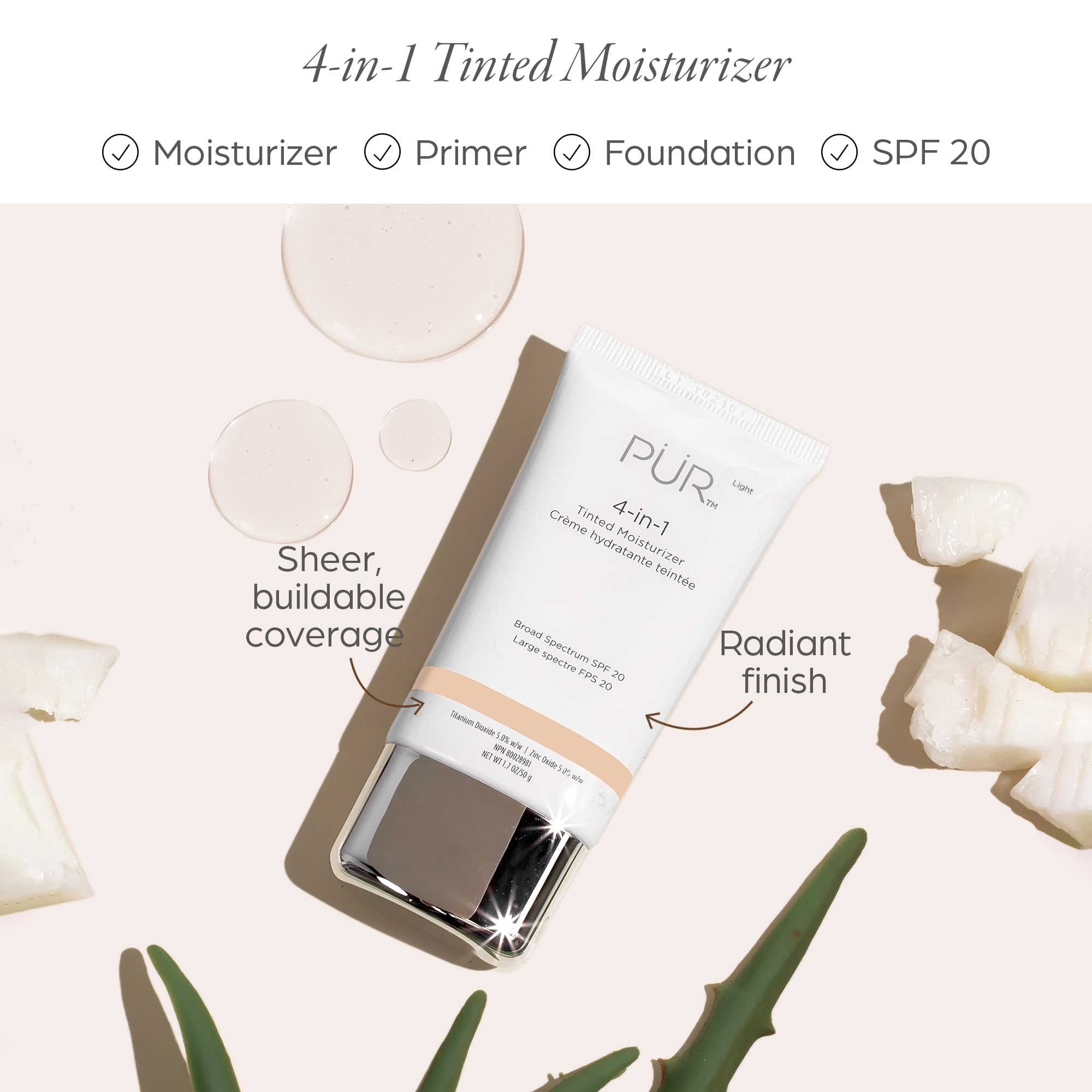 PÜR MINERALS fair ivory swatch on arm for natural-looking coverage and luminosity
