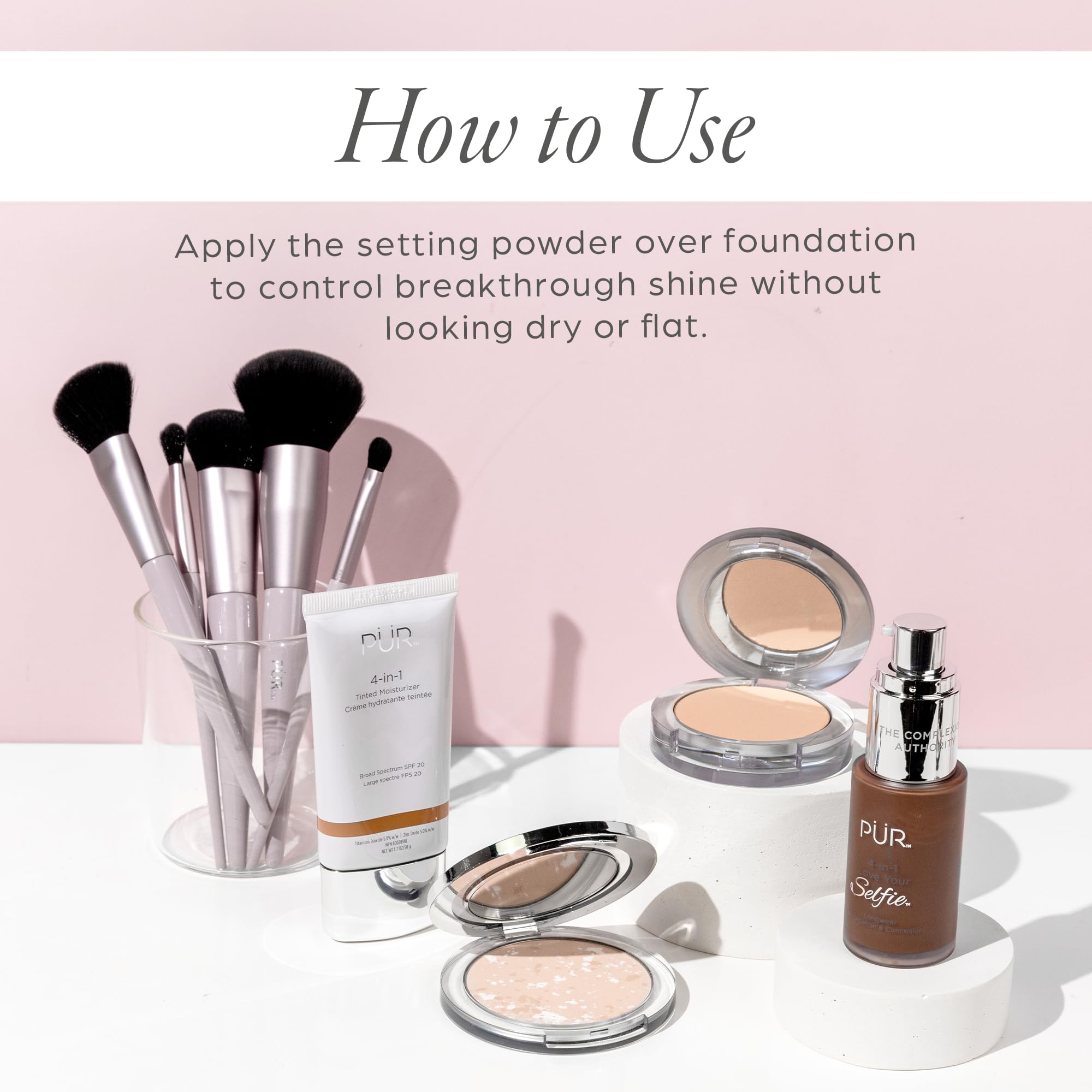 Portable application for quick oil-control touchups during the day.