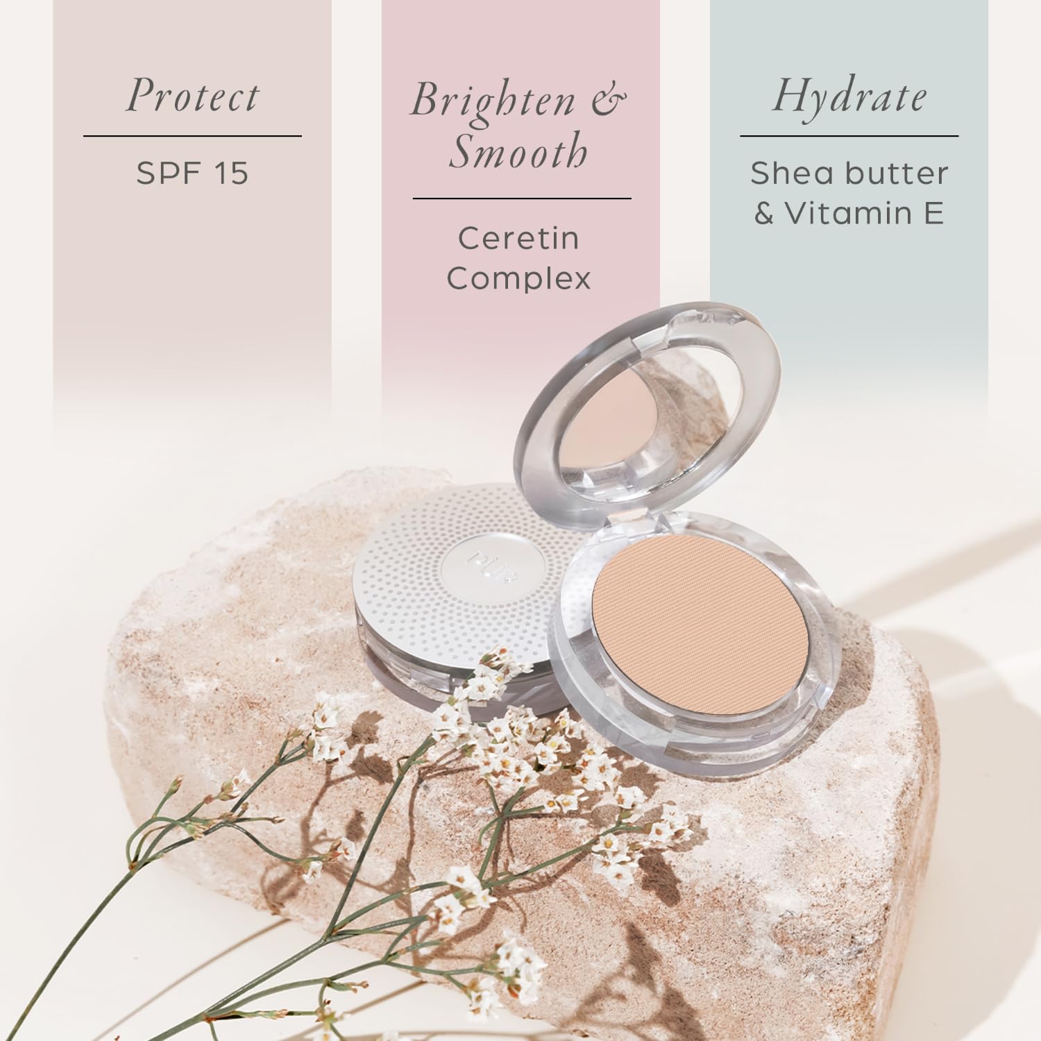PÜR MINERALS ceretin complex skin-tone detail in product close-up