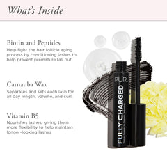 PÜR MINERALS Fully Charged Mascara lashes defined for a dramatic look.