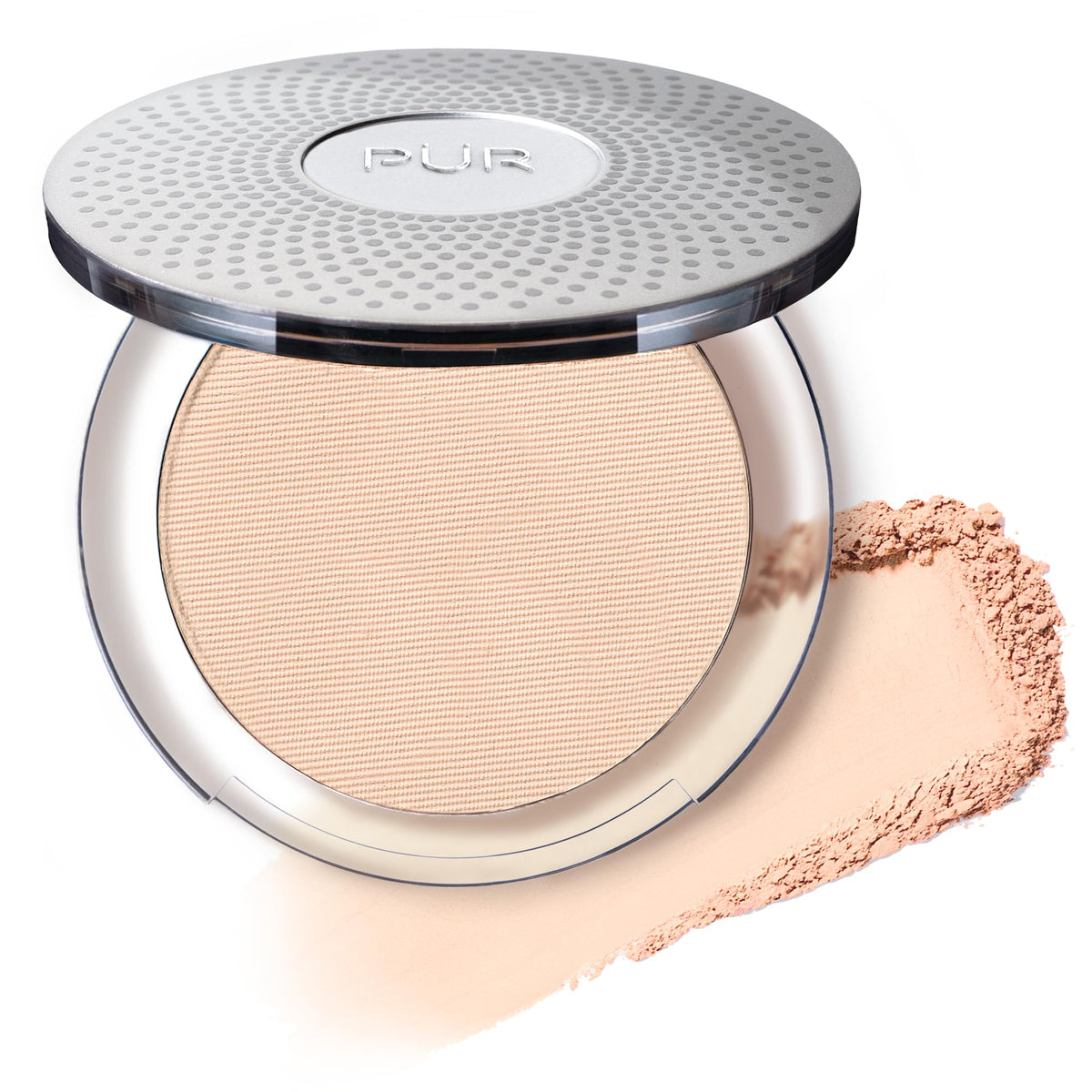 PÜR MINERALS Pur Beauty 4-in-1 pressed powder compact front view for multitasking makeup