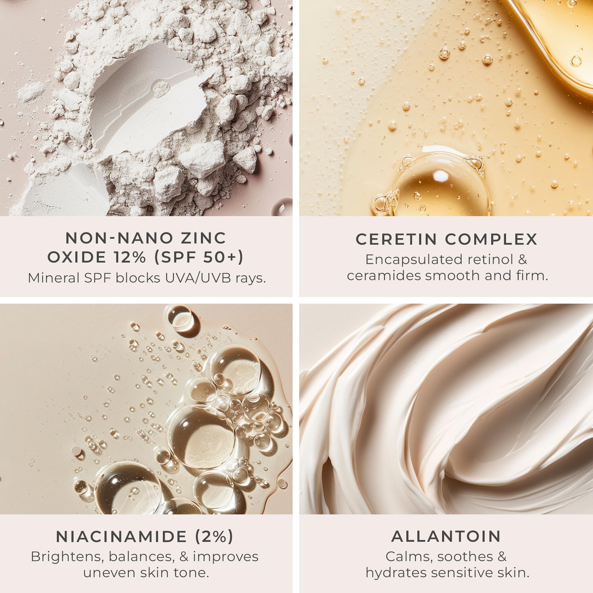 Bottle close-up highlighting mineral SPF 50 label on the product.