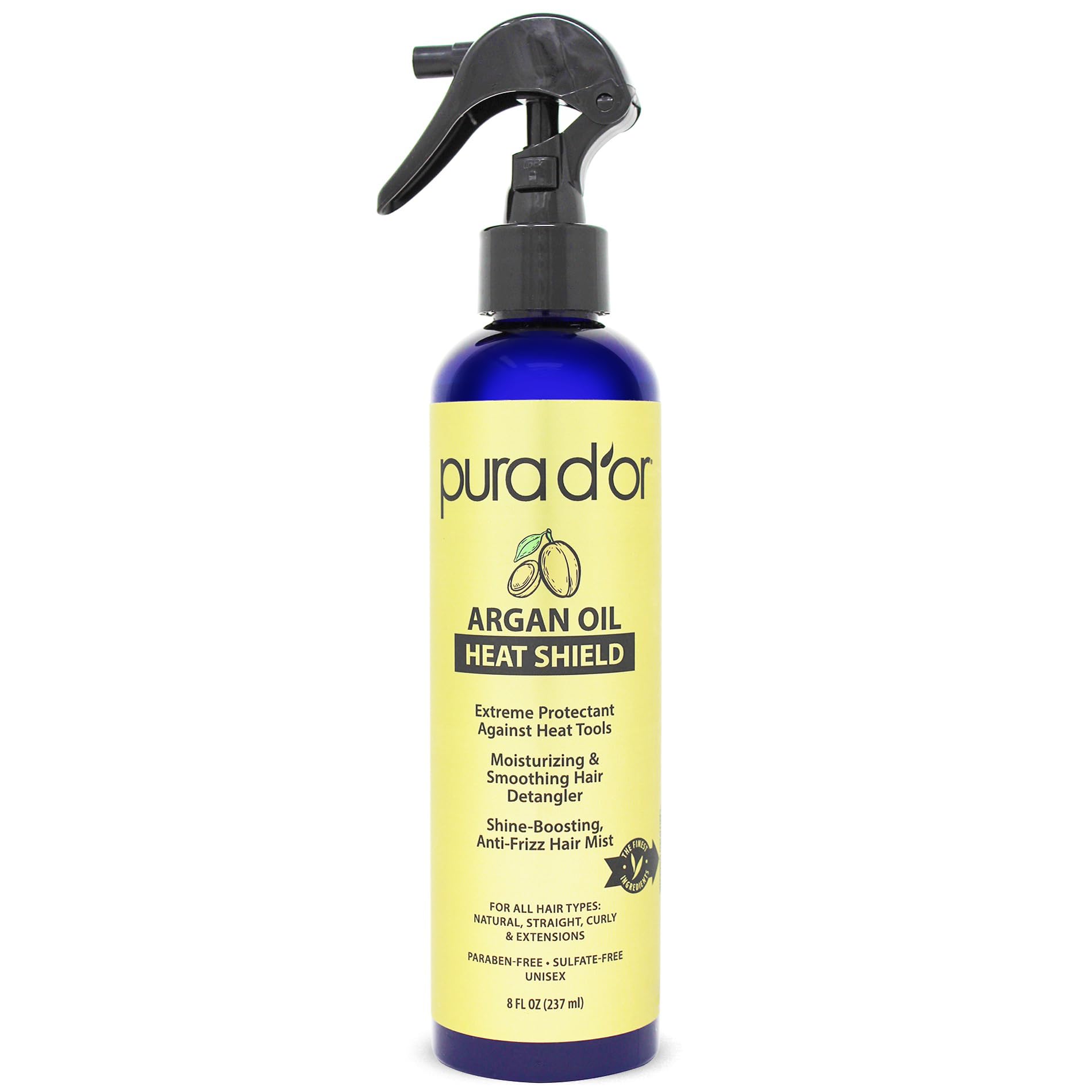 PURA D'OR Aceite de Argán: botella con escudo térmico para cabello suave y protegido.