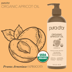 PURA D'OR Aceite de albaricoque orgánico: cuidado diario para piel y cabello.