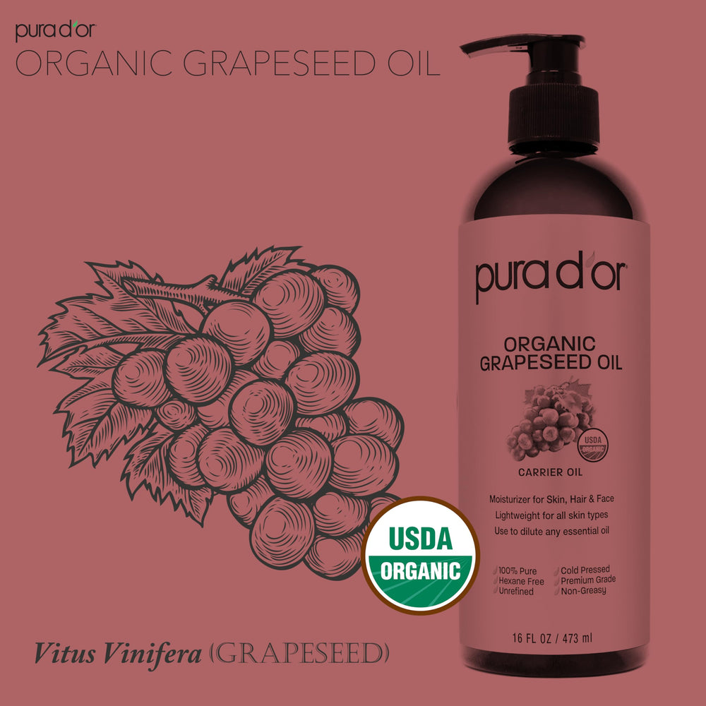 PURA D'OR Aceite de semilla de uva, uso en aromaterapia en casa.