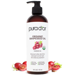PURA D'OR Aceite de semilla de uva, bote orgánico para cuidado facial.