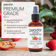 PURA D'OR Aplicación facial con aceite de rosa mosqueta para piel radiante
