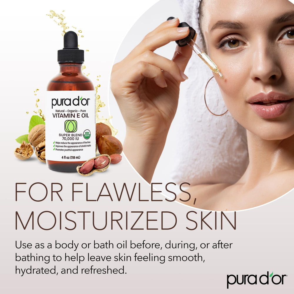 PURA D'OR Aceite de Vitamina E, baño hidratante para piel relajada.