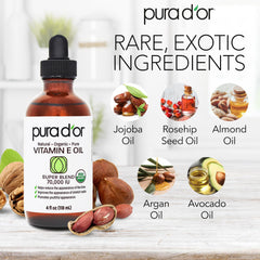 PURA D'OR Aceite de Vitamina E, cuidado del cabello suave y brillante.