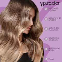 PURA D'OR Apple Cider Vinegar conditioner bottle showcases hydrating formula for fuller, softer hair.