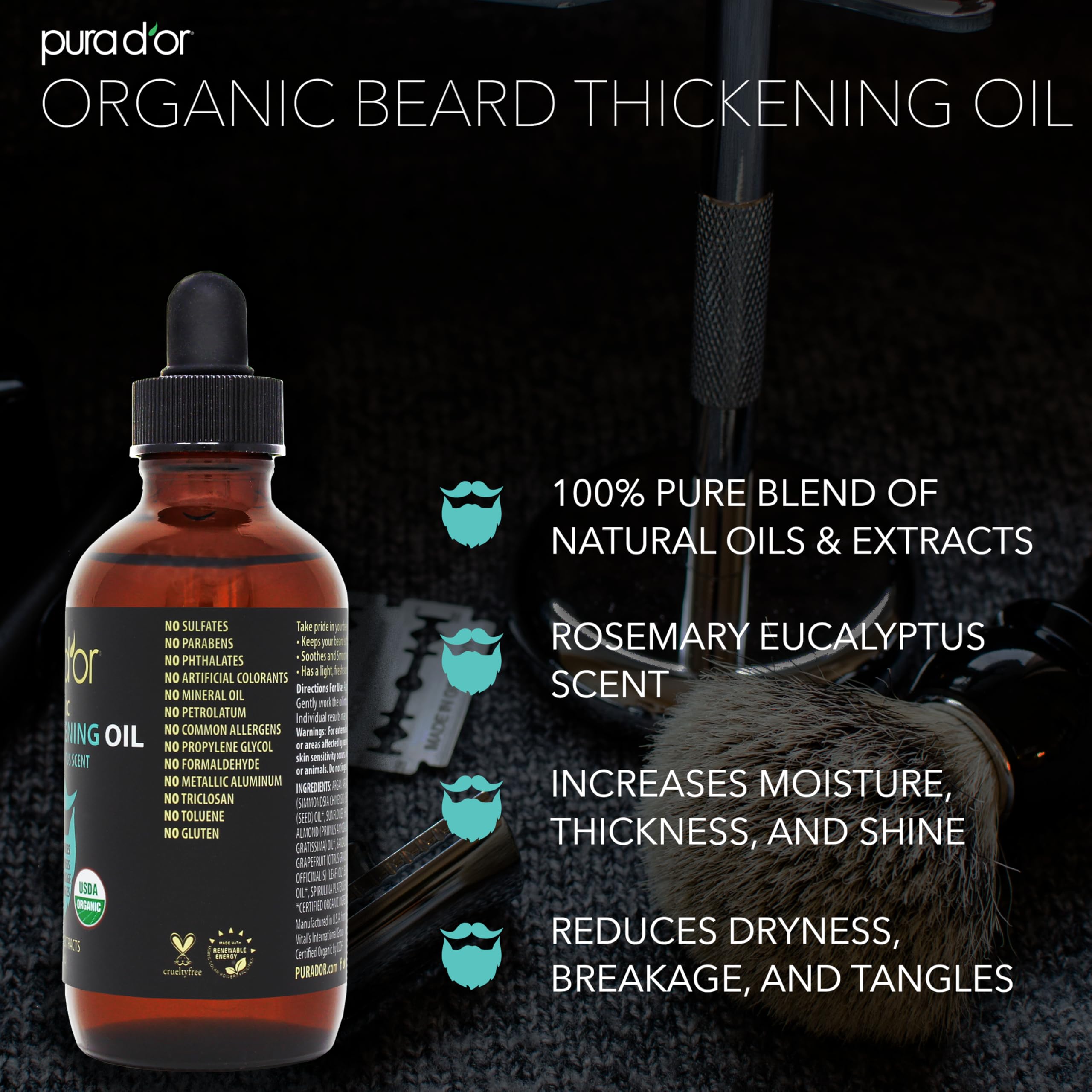 PURA D'OR packaging front view highlights premium natural ingredients