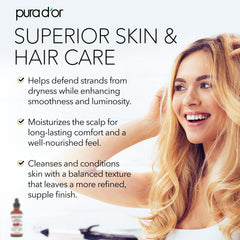 PURA D'OR Aceite de ricino con gotero, acondiciona pestañas y cejas.