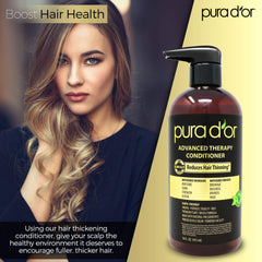 PURA D'OR Condicionador Terapia Avanzada, etiqueta visible para cuidado diario