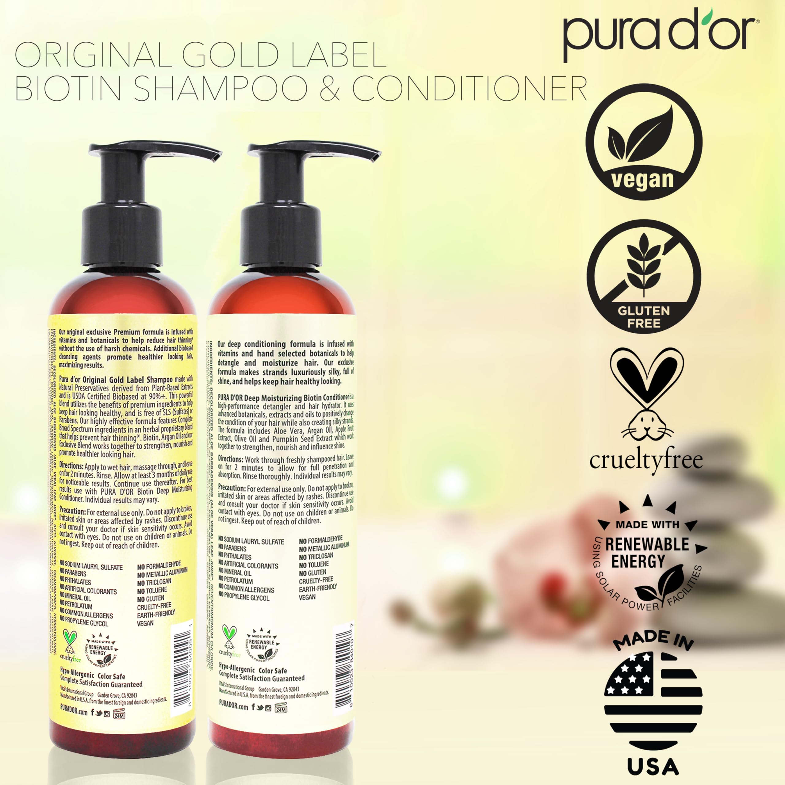 Cruelty-free badge on PURA D'OR packaging for ethical choice