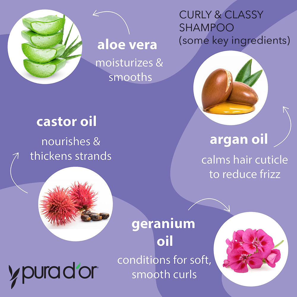 PURA D'OR Curly & Classy Conditioner bottle pump for lightweight conditioning and manageability.