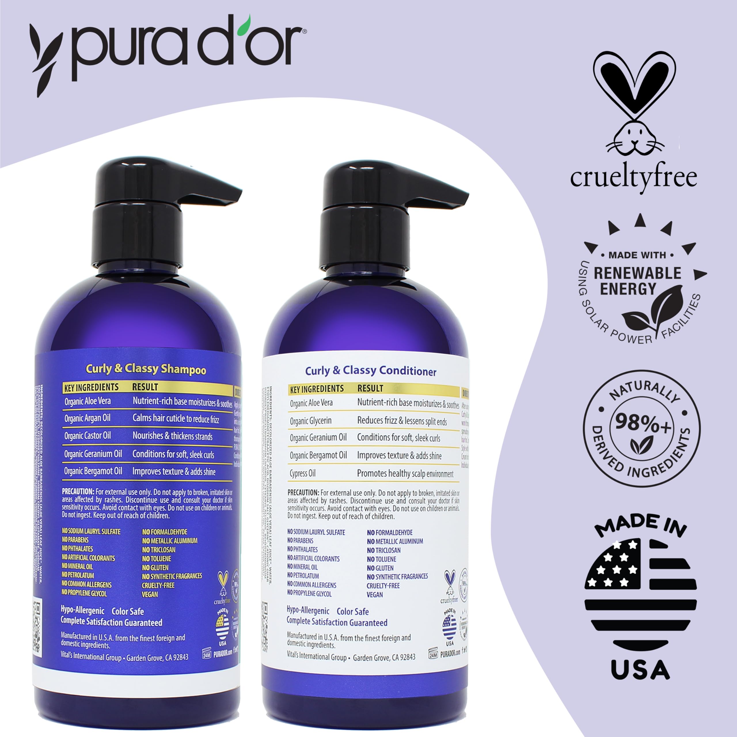 PURA D'OR Curly & Classy packaging with box shown for a simple daily routine.