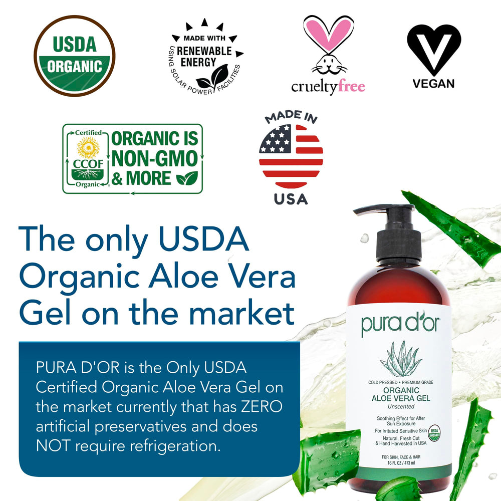 Aplicación de gel Aloe Vera de PURA D'OR en la piel, hidratación profunda